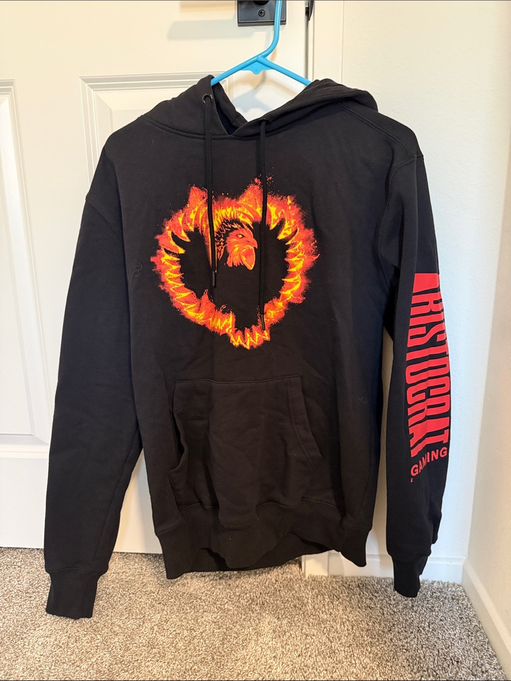Black Hoodie with Fiery Phoenix Graphic